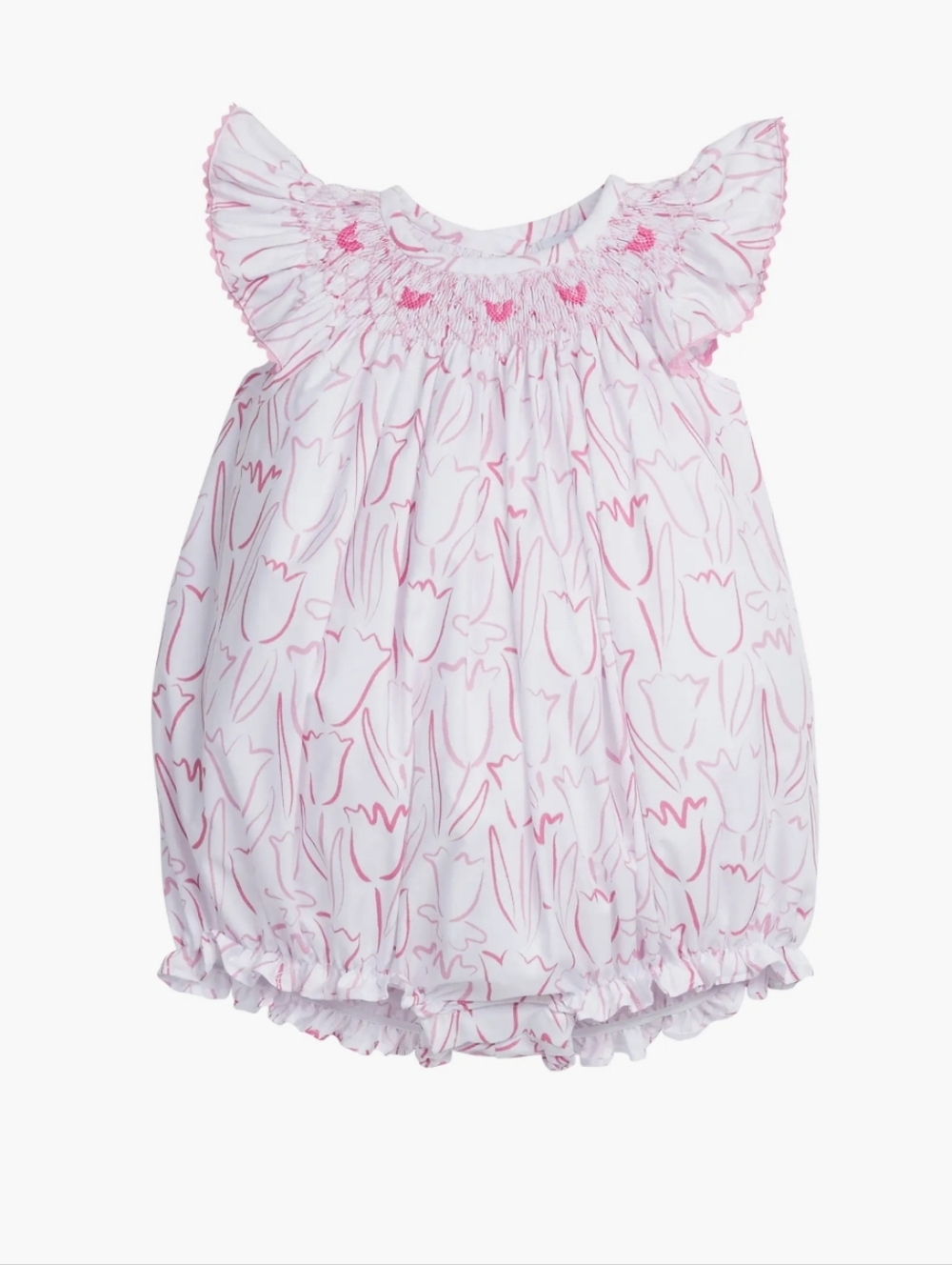 NWOT Little English White and Pink Smocked Floral Bubble Romper